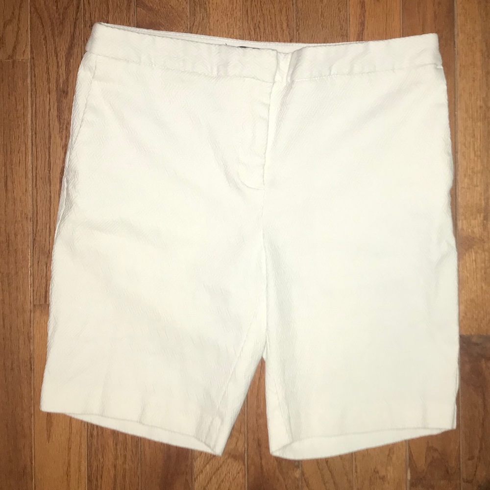 Mario Serrani Italy White Textured Bermuda Shorts
